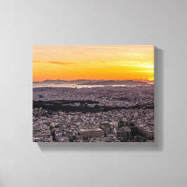 ZONSONDERGANG IN ATHENE CANVAS AFDRUK