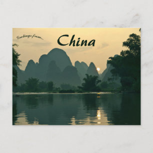 Zonsondergang in China Briefkaart