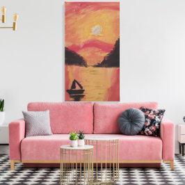 ZONSONDERGANG IN DE BERGEN CANVAS AFDRUK