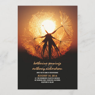 Zonsondergang in de Dandelion Rustic Wedding Invit Kaart