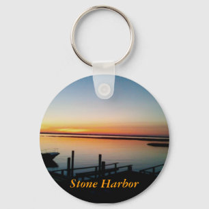 zonsondergang in de Stone Harbour-sleutelhanger Sleutelhanger