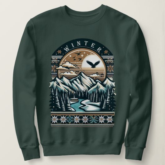 Zonsondergang in de winter trui (Design voorkant)
