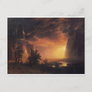  zonsondergang in de Yosemite Bierstadt Painting Briefkaart
