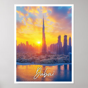 Zonsondergang in Dubai Verenigde Arabische Emirate Poster