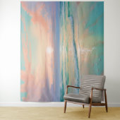 Zonsondergang in het rustige strandlandschap wandkleed (In situ)