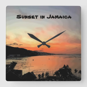 Zonsondergang in Jamaica Vierkante Klok