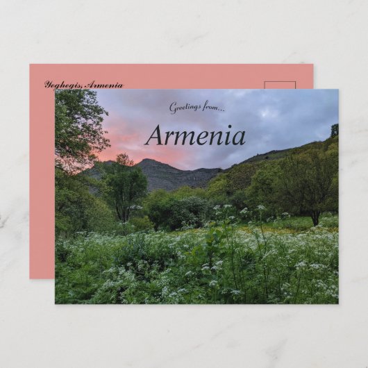 Zonsondergang in Jeghegis Armenië Briefkaart (Voorkant / Achterkant)