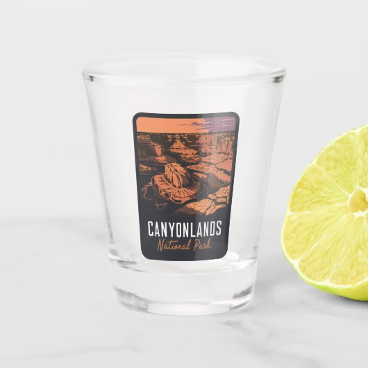 Zonsondergang in National Park Canyonlands Shot Glas (Voorkant)