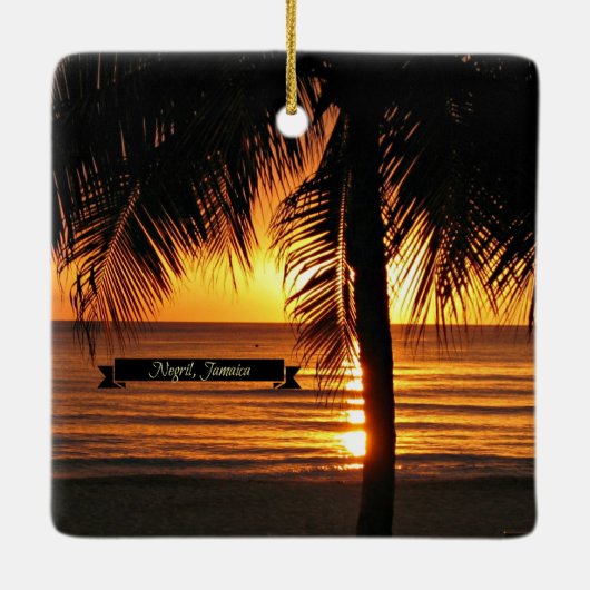 Zonsondergang in Negril, Jamaica Keramisch Ornament (Achterkant)