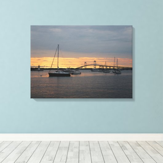 Zonsondergang in Newport, RI - Canvas (Insitu (Houten vloer))