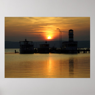 Zonsondergang in Podersdorf Burgenland Poster
