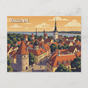 Zonsondergang in Tallinn Estland Reizen Briefkaart
