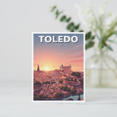 Zonsondergang in Toledo Spanje Alcazar Reizen Briefkaart (Staand voorkant)