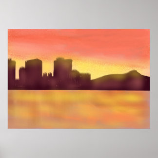 Zonsondergang in Waikiki Poster