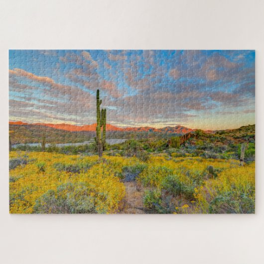 Zonsondergang in woestijnlandschap legpuzzel (Horizontaal)