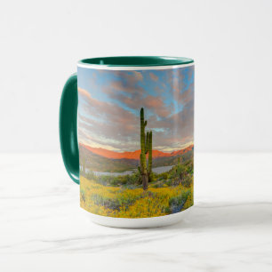Zonsondergang in woestijnlandschap mok