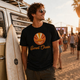Zonsondergang Jagen Retro Zonnestralen T-shirt