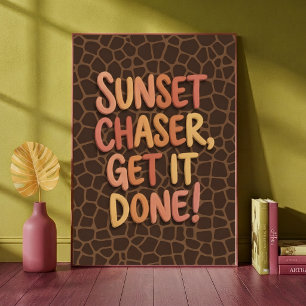 Zonsondergang Jager Krijg Het Gedaan Giraffeprint  Poster