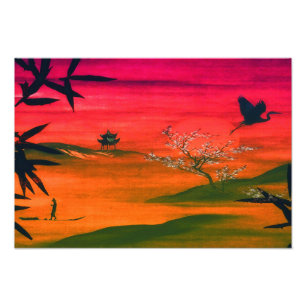 ZONSONDERGANG JAPANS LANDSCHAP ART PRINT FOTO AFDRUK