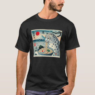 Zonsondergang Japanse Mt. Fuji Postzegel Sneeuwlui T-shirt