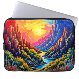Zonsondergang Kanaal Rivier Kunst Laptop Sleeve