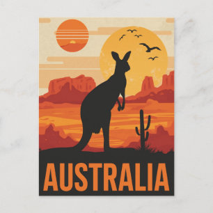 Zonsondergang Kangoeroe in Australië Briefkaart