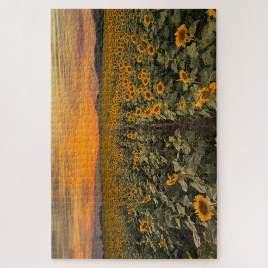 Zonsondergang landschap Landschap Natuur Zonnebloe Legpuzzel (Verticaal)