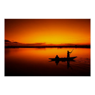 Zonsondergang Landschap met een boot-68465 Perfect Poster