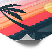 Zonsondergang Landschapsillustratie Sinaasappel B Poster (Hoek)