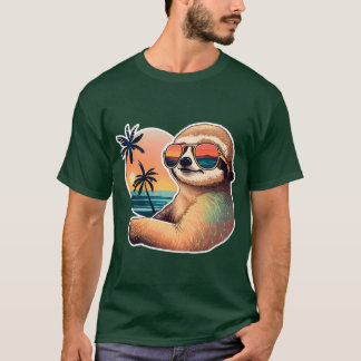 Zonsondergang Luiaard Vintage Luiaard Zomer Luiaar T-shirt