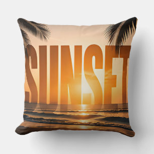 Zonsondergang Luxe Kust Editoriaal Grafisch Ontwer Kussen