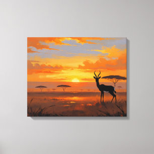Zonsondergang Majesteit in de Savannah – Abstracte Canvas Afdruk