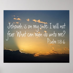 zonsondergang met bijbelvers voor bescherming Psal Poster