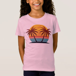 Zonsondergang met palmbomen Vector-98802 T-shirt