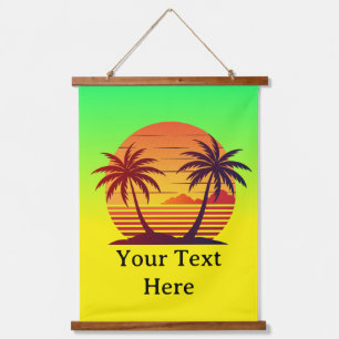 Zonsondergang met palmbomen Vector Hangend Wandkleed