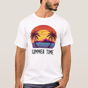 Zonsondergang met palmbomen Vector T-shirt
