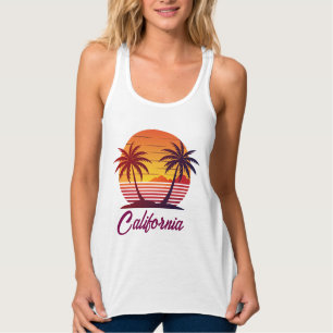 Zonsondergang met palmbomen Vector Tanktop