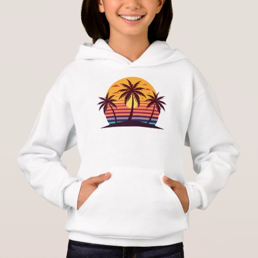 Zonsondergang Met Palmboom Vector (Voorkant)