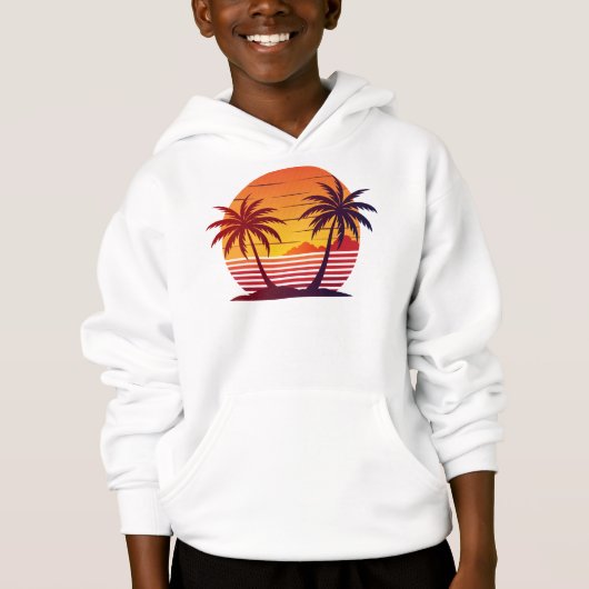 Zonsondergang Met Palmboom Vector (Voorkant)