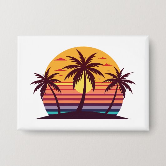 Zonsondergang Met Palmboom Vector Button (Voorkant)