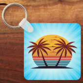 Zonsondergang Met Palmboom Vector Sleutelhanger (Voorkant)