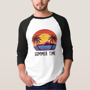 Zonsondergang Met Palmboom Vector T-shirt