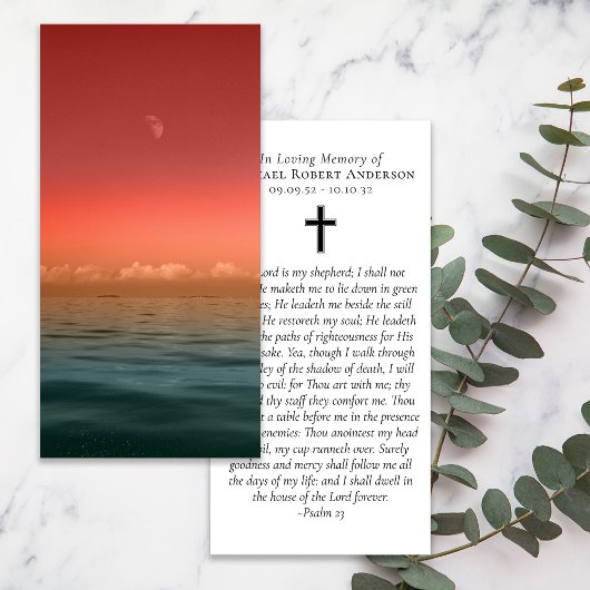 Zonsondergang Oceaan Foto Gebed Herdenkingsbladwij