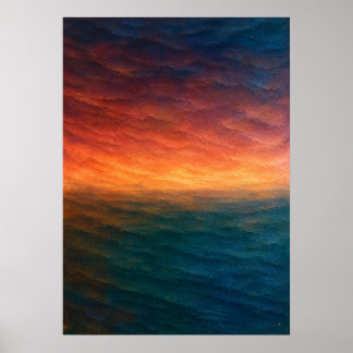 Zonsondergang Oceaan Horizon Abstract in Oranje en Poster