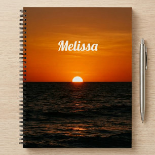 Zonsondergang Oceaan Muur Kunst Met Naam Notitieboek