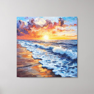 🌅 Zonsondergang Oceaan Muurkunst Voor Kusthuis De Canvas Afdruk