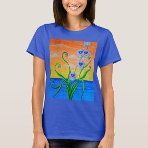 Zonsondergang Oceaan Orchideeën T-shirt