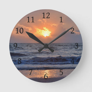 Zonsondergang Oceaan Zee Strand Oranje Ronde Klok