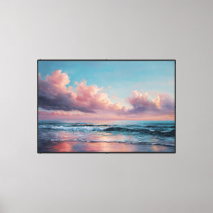 Zonsondergang Ocean Wolkenlandschap Schilderij – A Canvas Afdruk