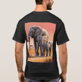 Zonsondergang: olifanten op de savanne t-shirt (Achterkant)